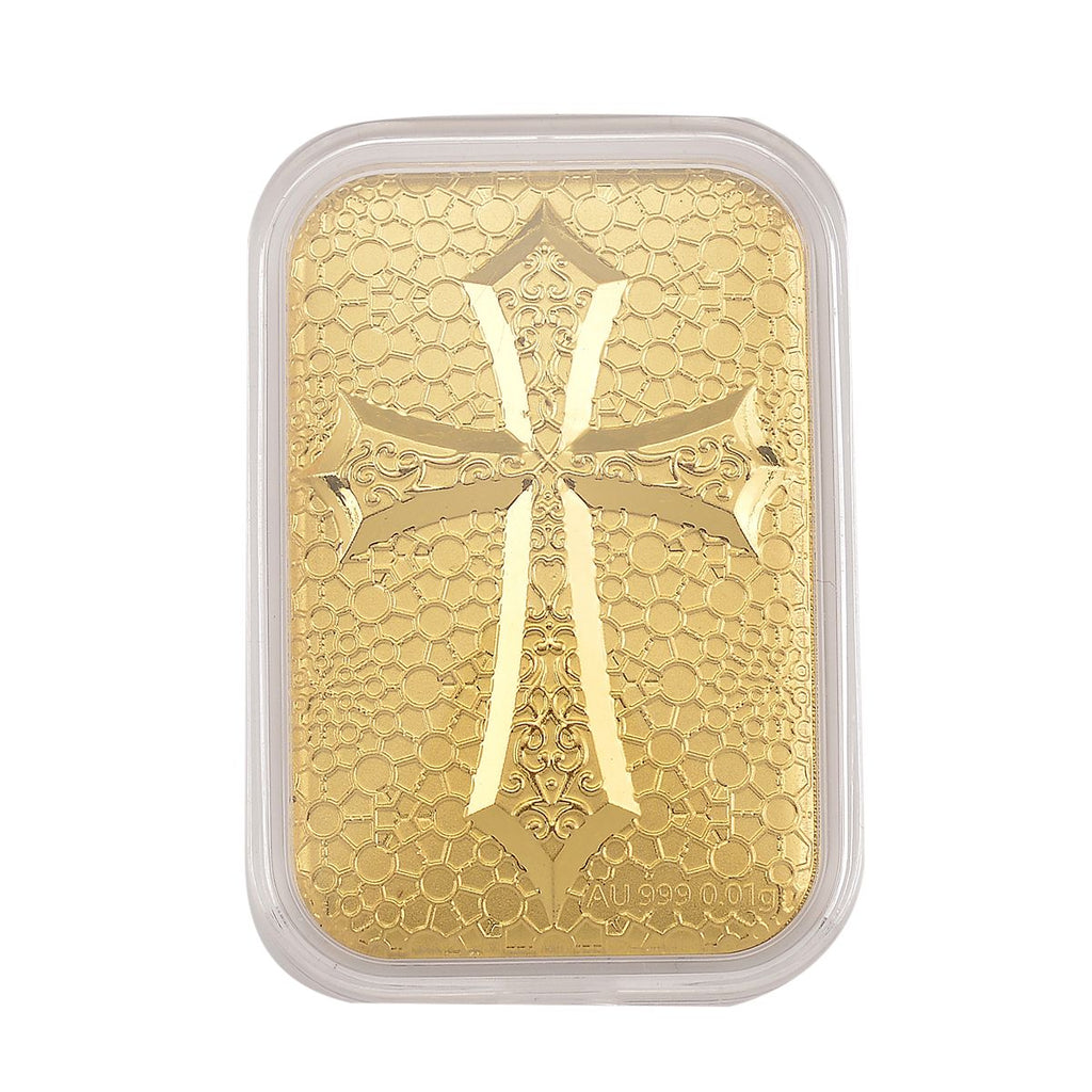 999er Goldplatte mit Kreuz-Motiv
