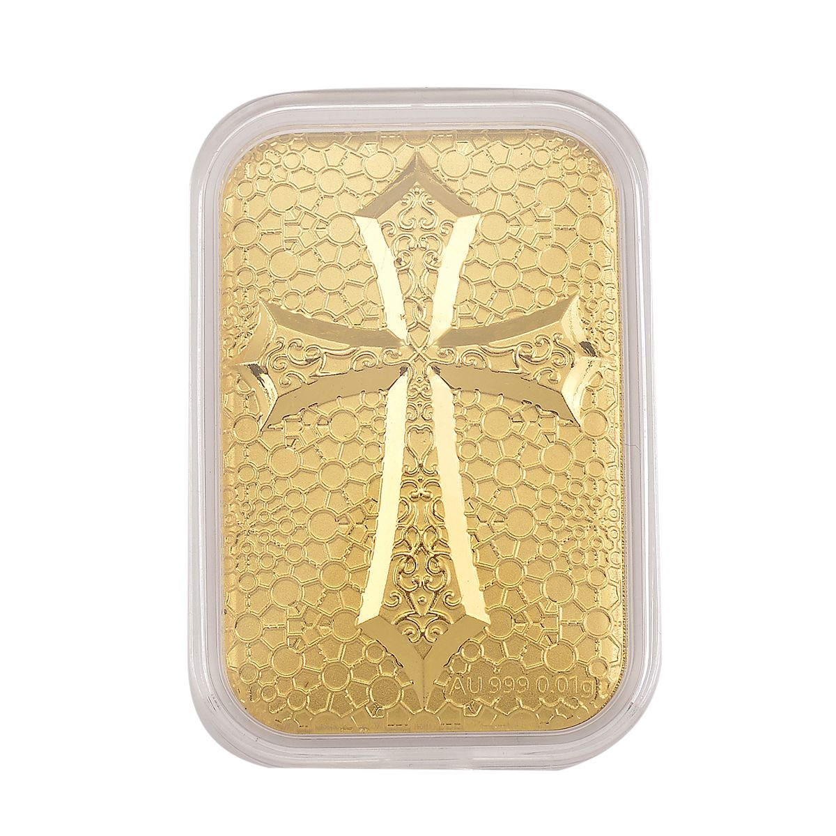 999er Goldplatte mit Kreuz-Motiv