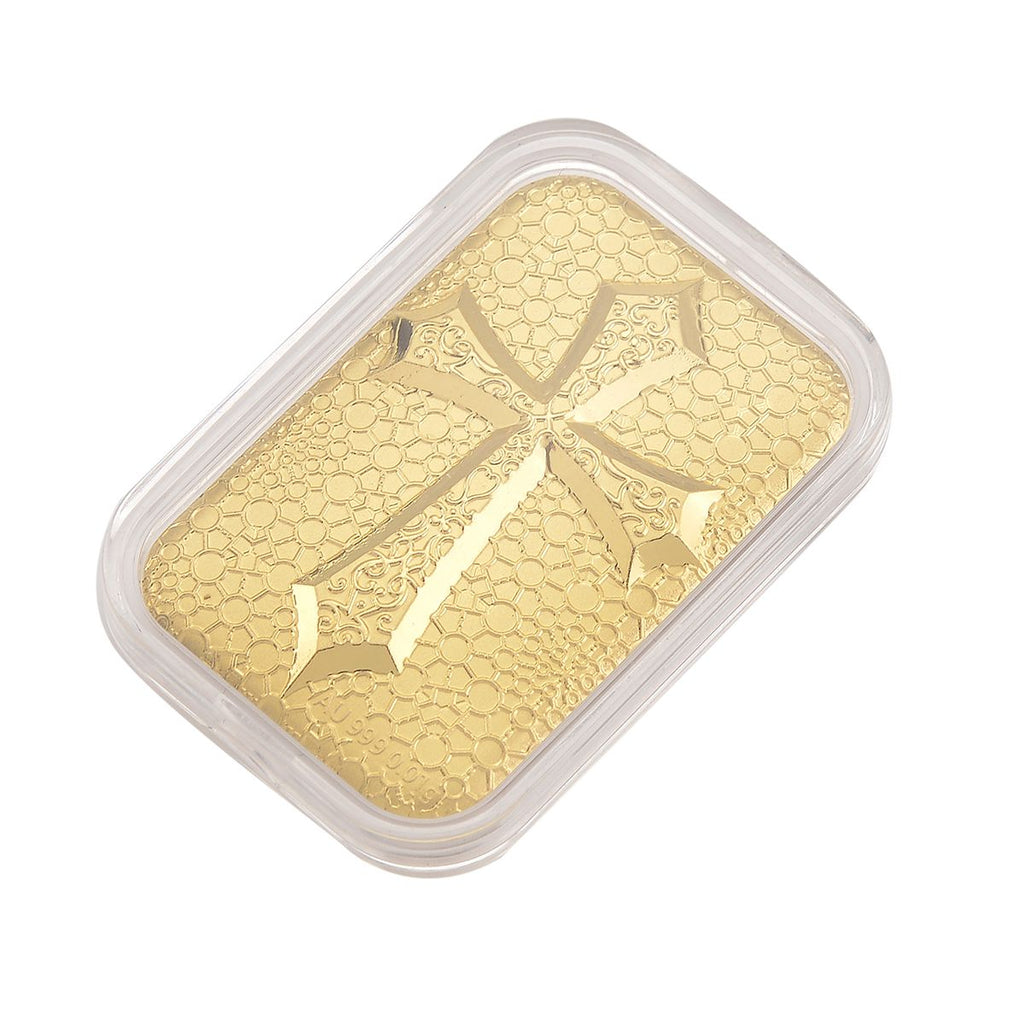 999er Goldplatte mit Kreuz-Motiv