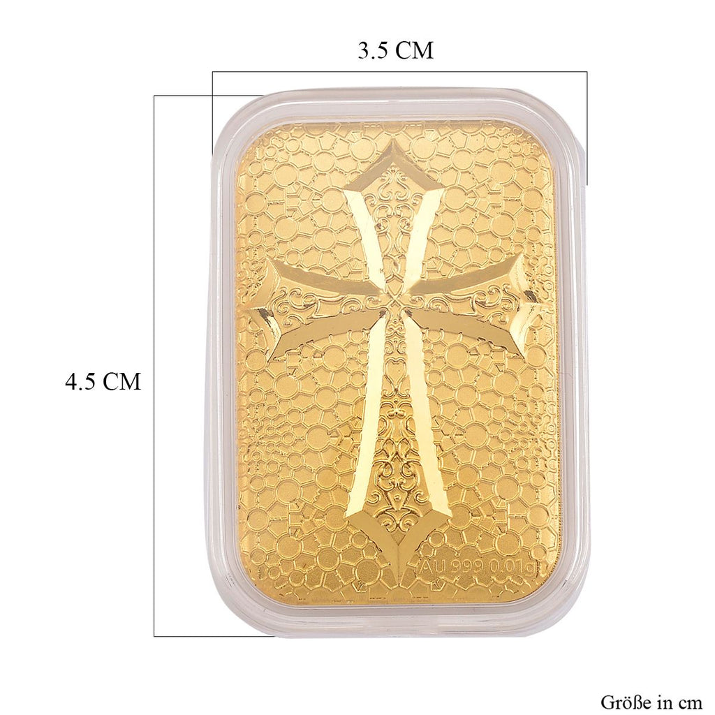 999er Goldplatte mit Kreuz-Motiv