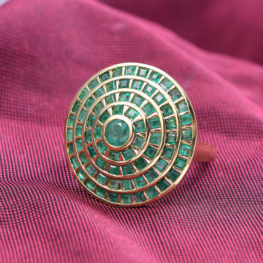 AA Kagem Sambischer Smaragd Ring 925 Silber 750 Gelbgold Vermeil  (Größe 19.00) ca. 4.28 ct