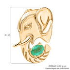 Kagem Sambischer Smaragd Anhänger 925 Silber 750 Gelb Vergoldet ca. 0.20 ct