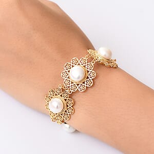 D'Joy Süßwasser Perle (11 mm) Armband ca. 18.5 cm 925 Silber 750 Gelbgold vermeil