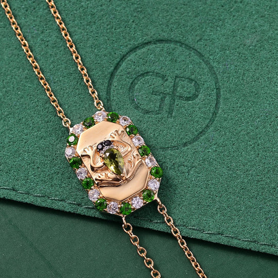 Giuseppe Perez AA Peridot, Weißer Zirkon Armband ca. 19 cm 925 Silber 750 Gelbgold Vermeil ca. 1.35 ct