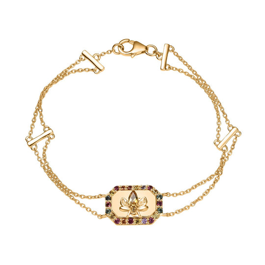 Giuseppe Perez AA Peridot, Weißer Zirkon Armband ca. 19 cm 925 Silber 750 Gelbgold Vermeil ca. 1.35 ct