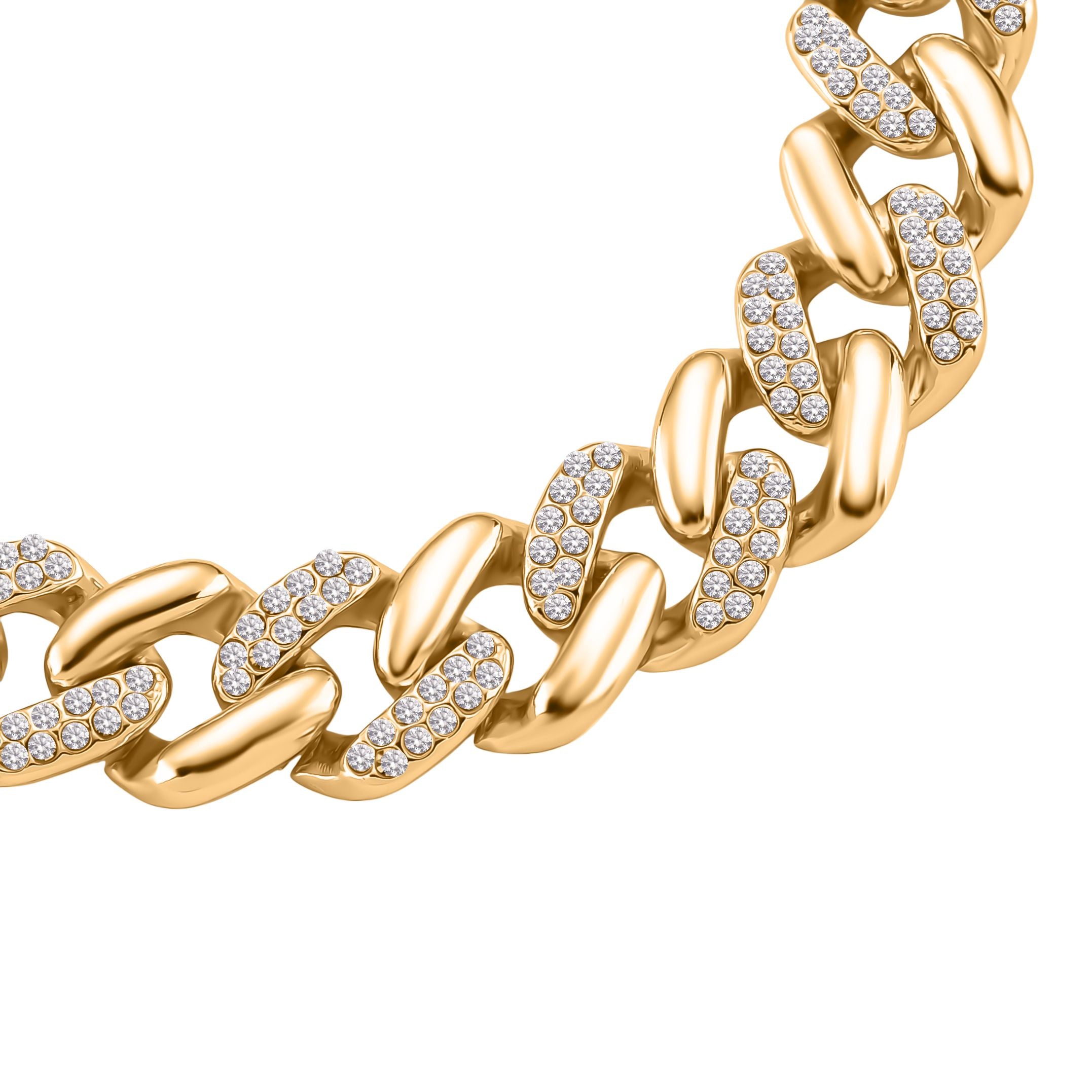 Weißer Kristall Armband ca. 19 cm, Goldfarben