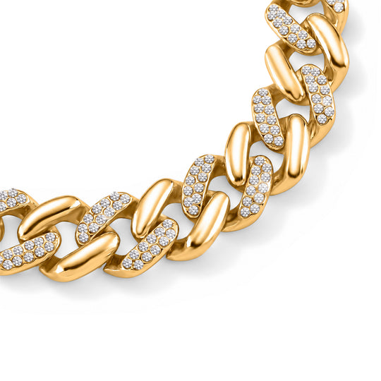 Weißer Kristall Armband ca. 19 cm, Goldfarben
