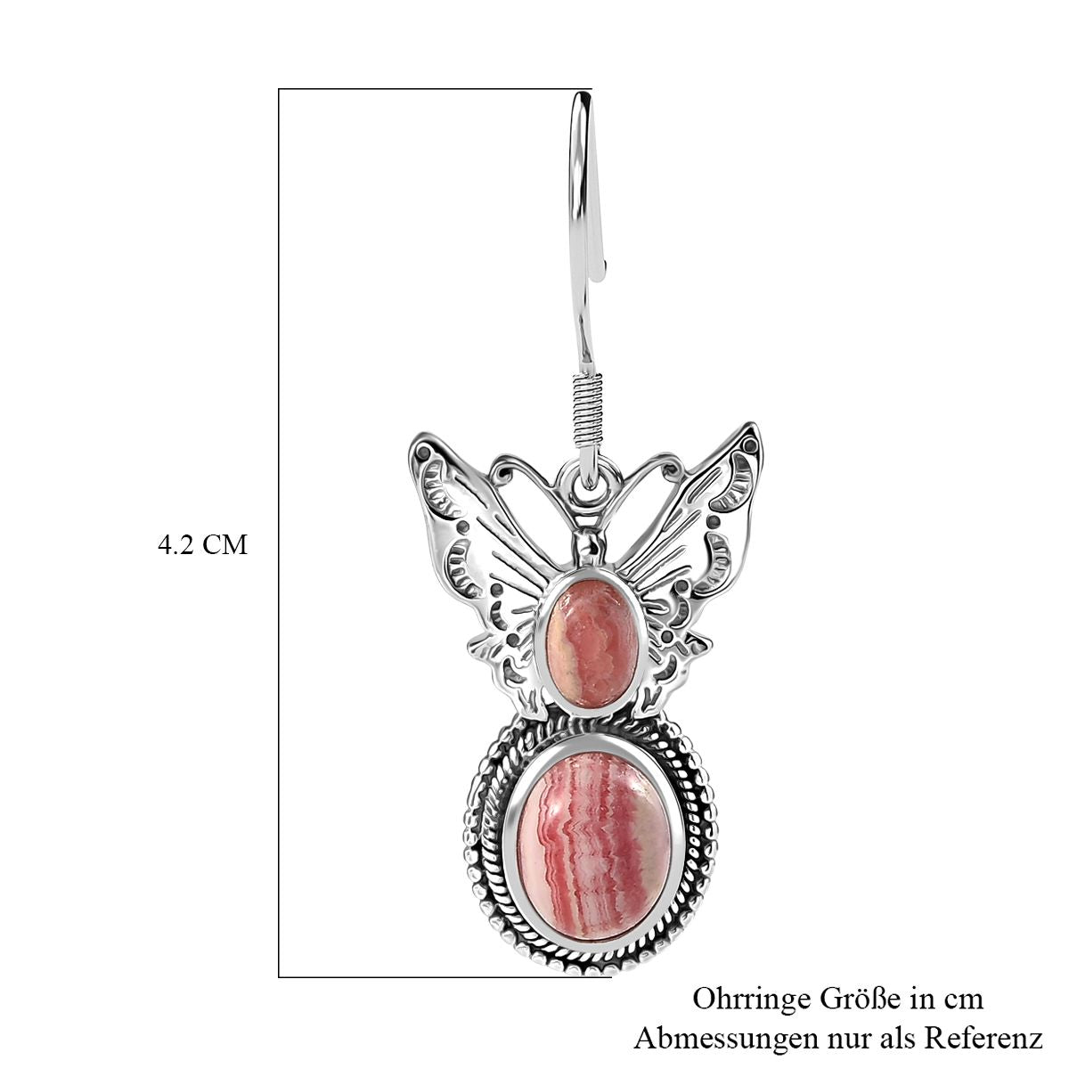 D’joy AAA Rhodochrosit Ohrringe 925 Silber rhodiniert ca. 7.13 ct
