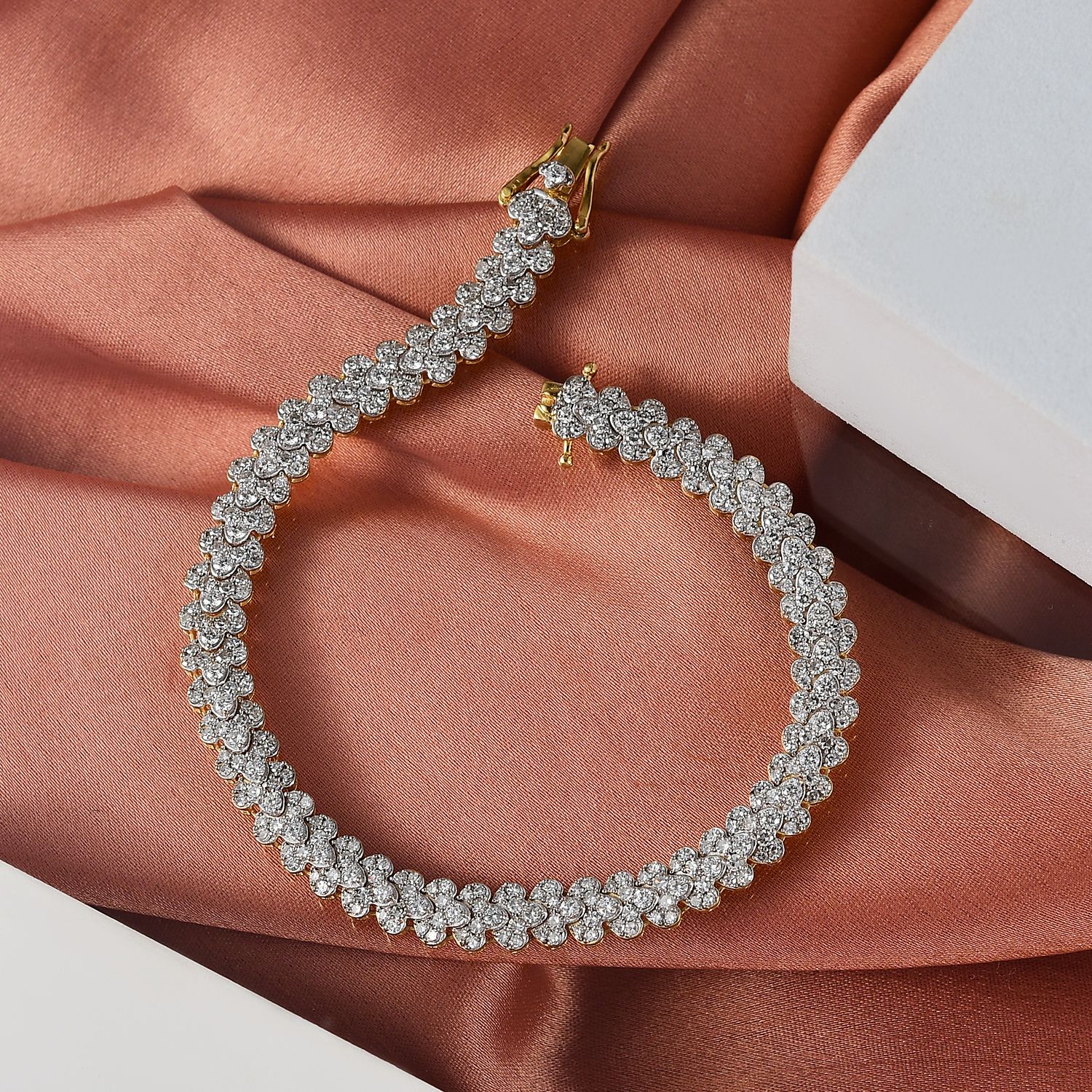 LUXURIANT DIAMOND - Lab Grown Diamant SI-GH SGL zertifiziert Armband ca. 19 cm 925 Silber 750 Gelbgold Vermeil ca. 5.00 ct