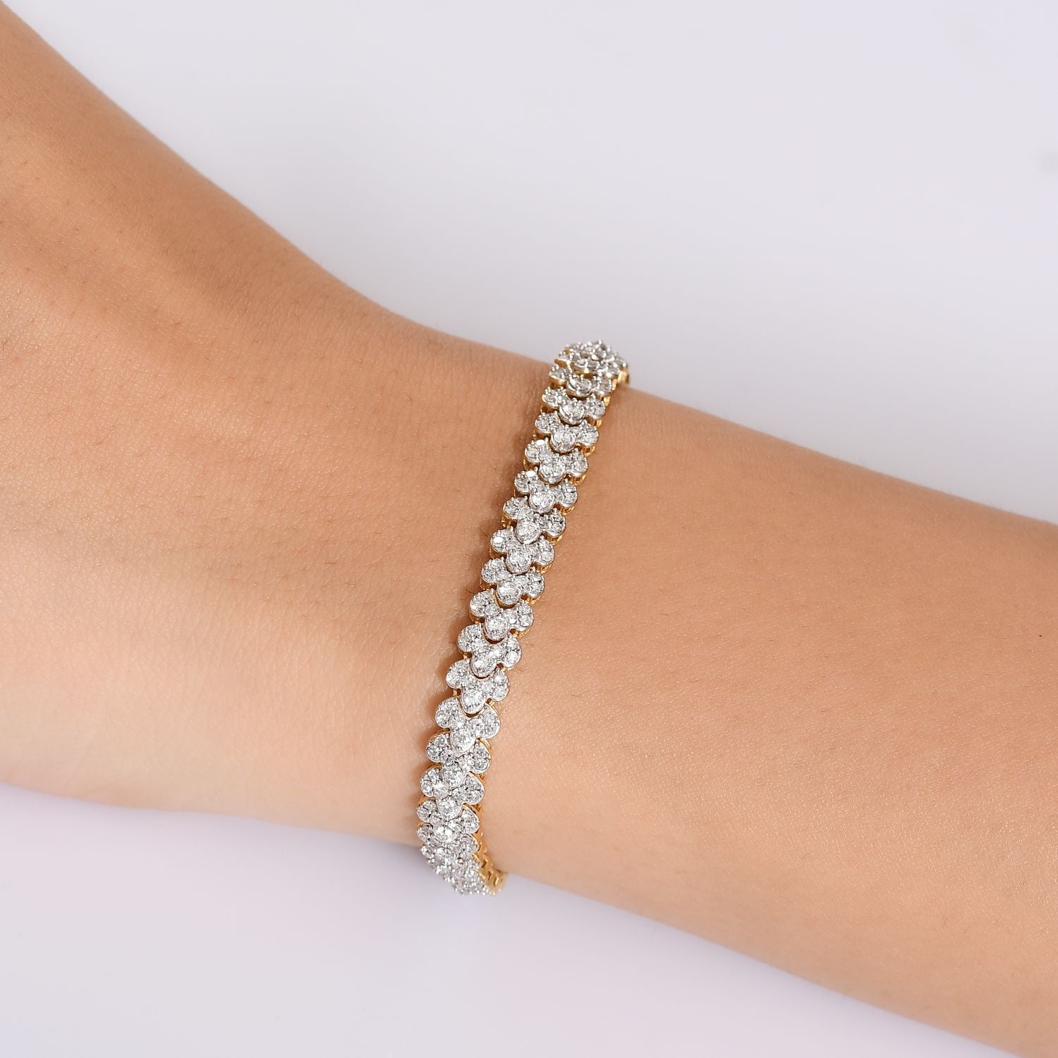 LUXURIANT DIAMOND - Lab Grown Diamant SI-GH SGL zertifiziert Armband ca. 19 cm 925 Silber 750 Gelbgold Vermeil ca. 5.00 ct
