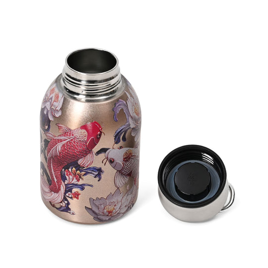 Doppelwandige Edelstahl-Trinkflasche, 260ml, mit Pfauenmotiv