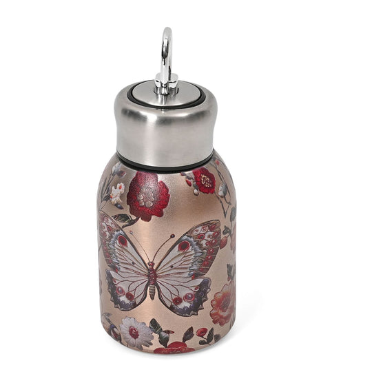 Doppelwandige Edelstahl-Trinkflasche, 260ml, mit Pfauenmotiv