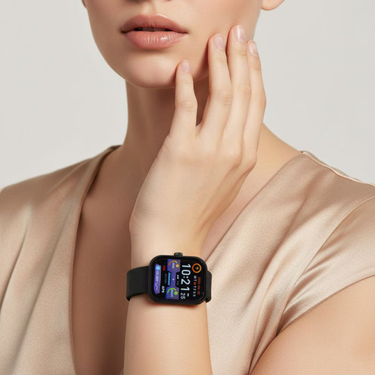 G21 Smartwatch, 2.01 Zoll HD Display, Pink-Schwarzes Silikonarmband