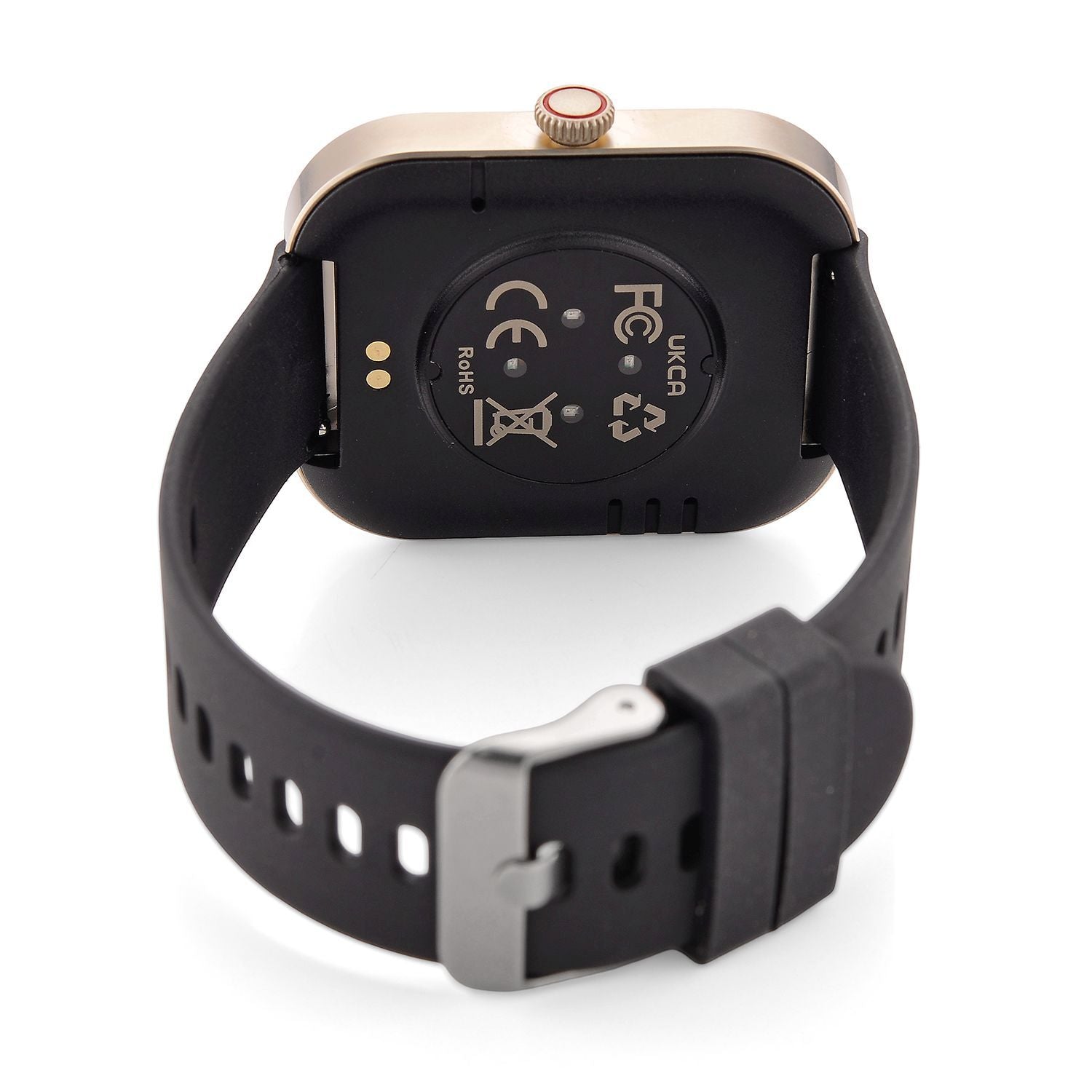 G21 Smartwatch, 2.01 Zoll HD Display, Gold-Schwarzes Silikonarmband