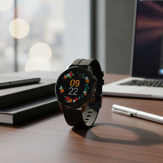 L10 Smartwatch, 1.5 Zoll HD Display, Herzfrequenz-, Blutdruck- und Blutsauerstoffmessung, Schwarz-Graues Silikonarmband