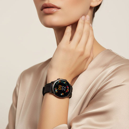 L10 Smartwatch, 1.5 Zoll HD Display, Herzfrequenz-, Blutdruck- und Blutsauerstoffmessung, Schwarz-Graues Silikonarmband