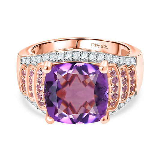 Djoy AA Rose De France Amethyst, Rosa Saphir Ring 925 Silber 750 Roségold Vermeil (Größe 17.00) ca. 5.79 ct