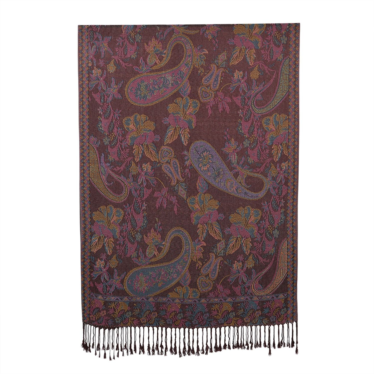 Schal mit klassischem Paisley-Muster und Fransen, Einheitsgröße, Kaffeebraun