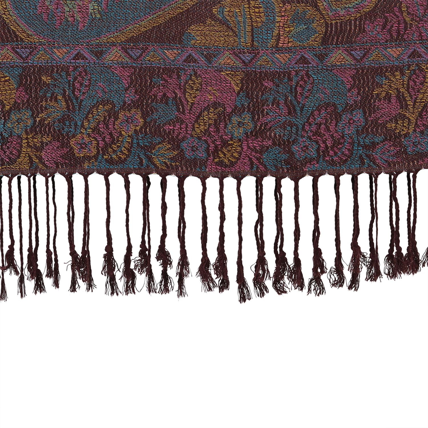 Schal mit klassischem Paisley-Muster und Fransen, Einheitsgröße, Kaffeebraun