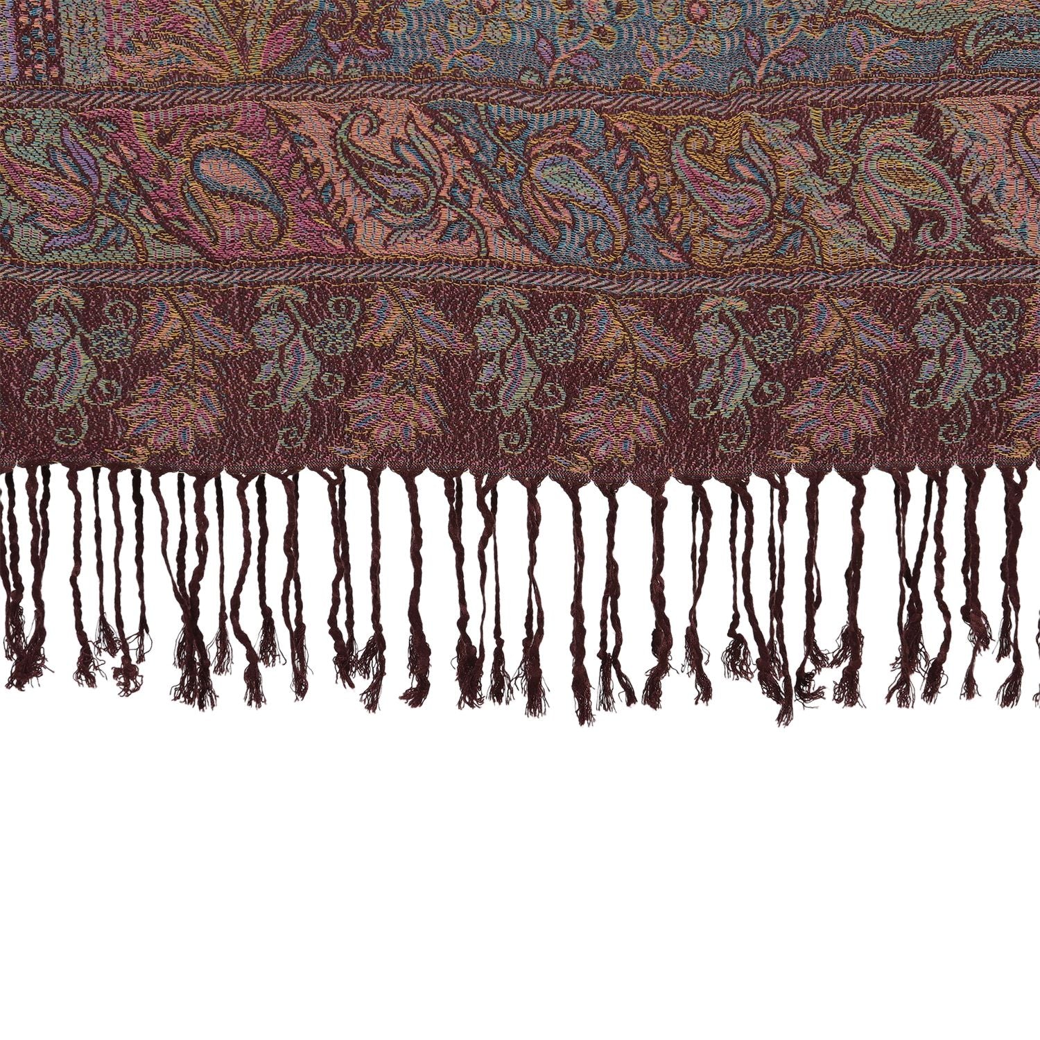 Schal mit feinem Paisley-Muster und Fransen, Einheitsgröße, Türkis
