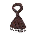 Schal mit Paisley-Muster und Fransen, Einheitsgröße, Braun