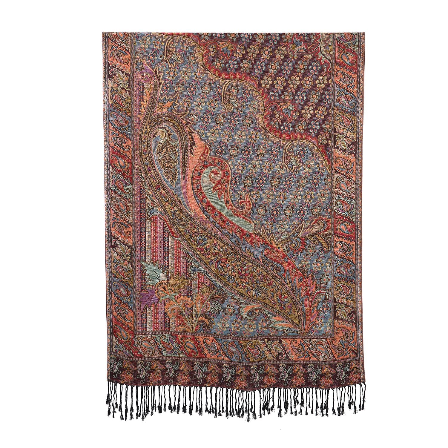 Schal mit dekorativem Muster und Fransen, 70x180 cm, Rot