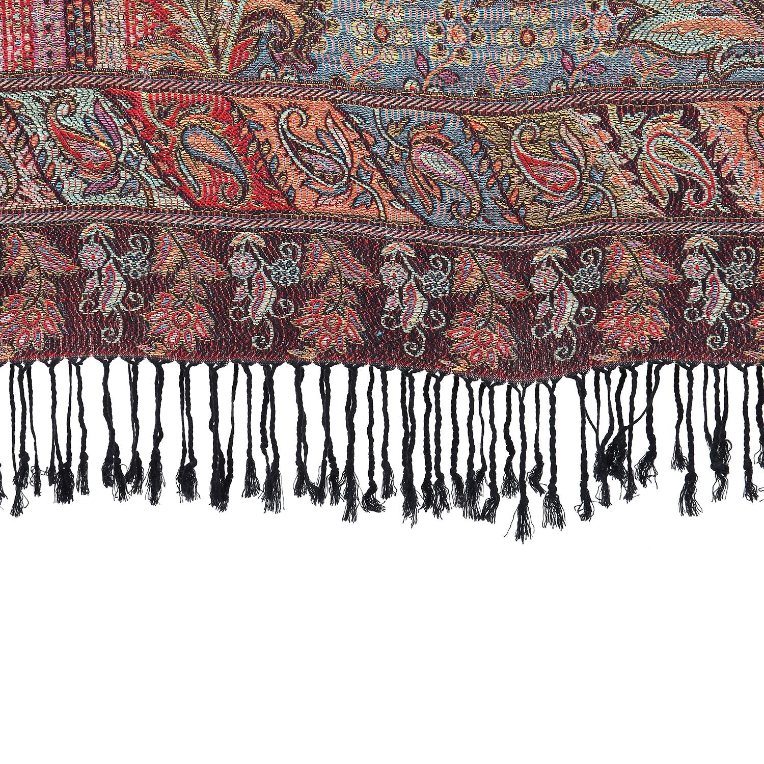Schal mit dekorativem Muster und Fransen, 70x180 cm, Rot
