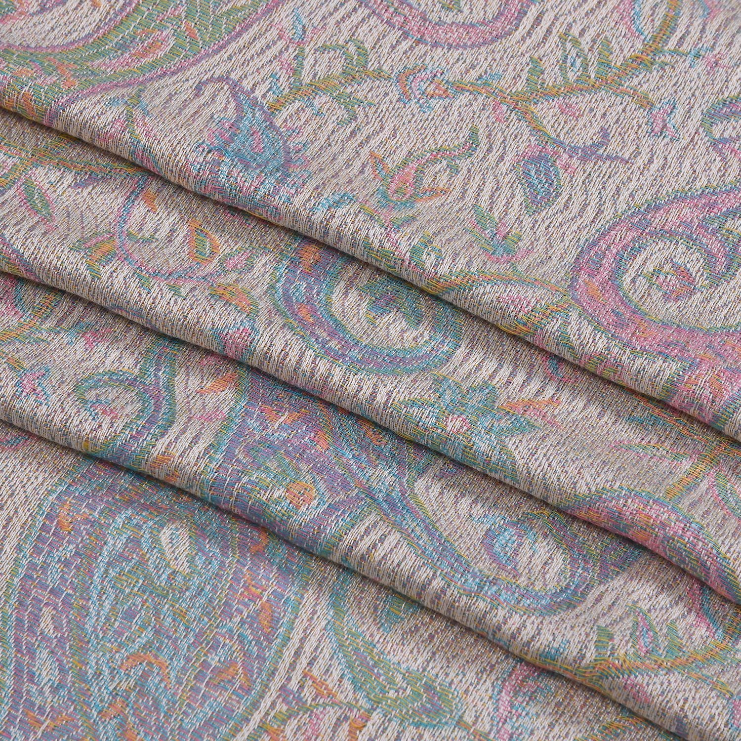 Schal mit Paisley-Muster und Fransen, 70x180cm, Beige