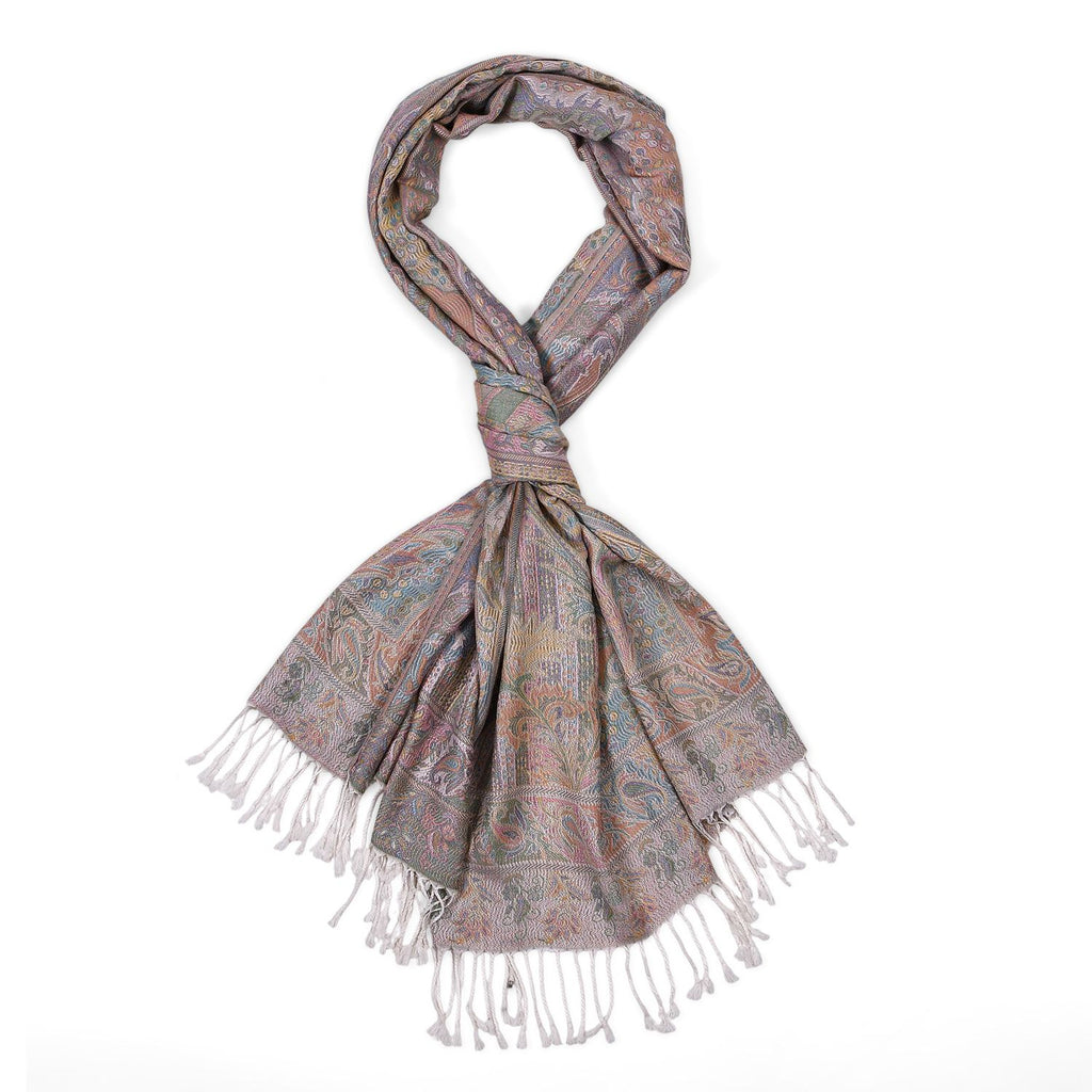 Schal mit Paisley-Muster und Fransen, 70x180cm, Mehrfarbig
