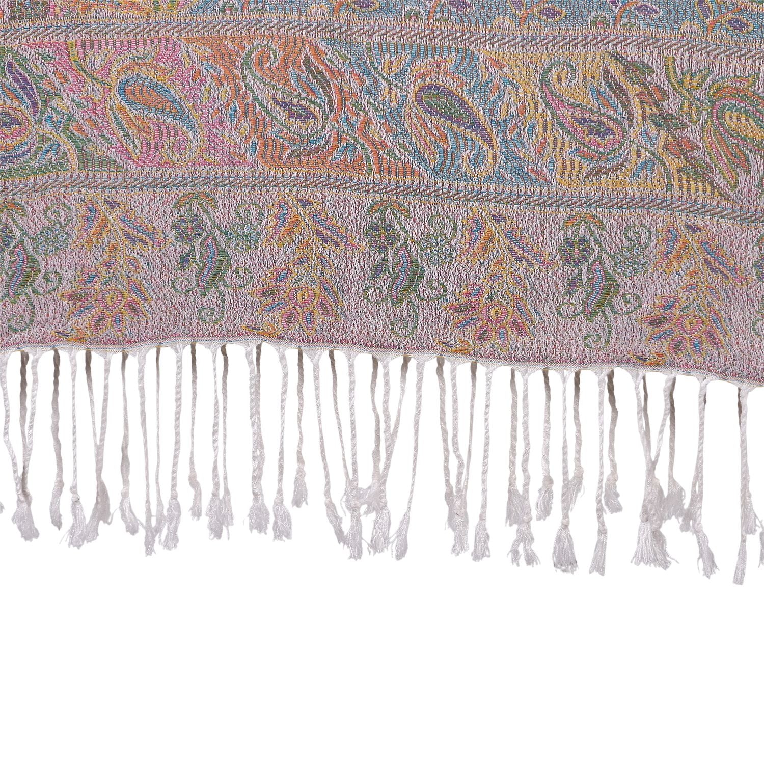 Schal mit Paisley-Muster und Fransen, 70x180cm, Mehrfarbig
