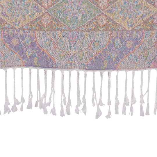 Schal mit Paisley-Muster und Fransen, 70x180cm, Cremeweiß