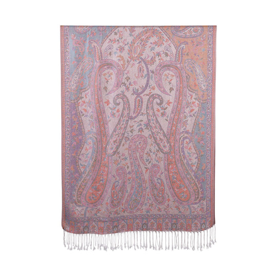 Schal mit Paisley-Muster und Fransen, 70x180cm, Terrakotta