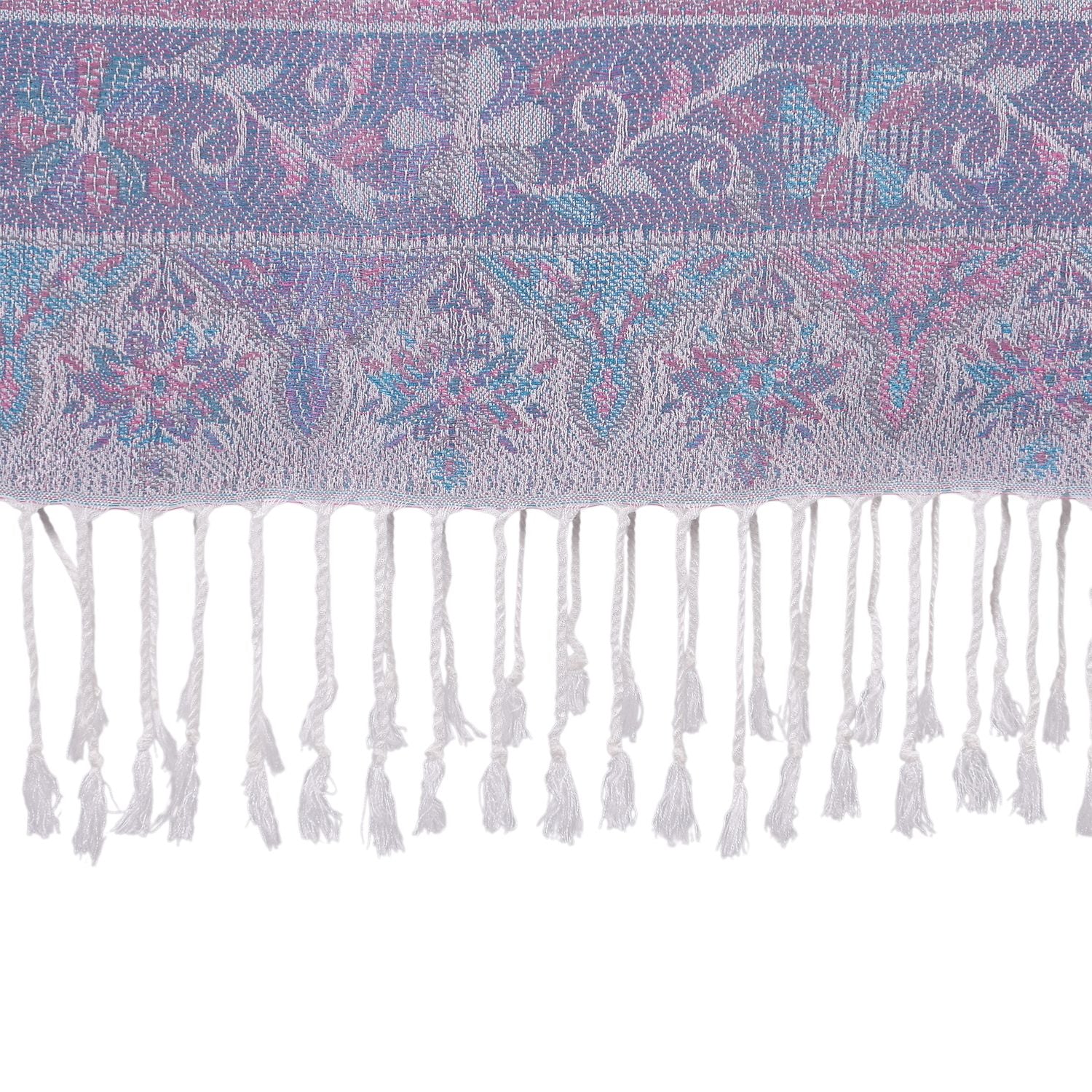 Schal mit Paisley-Muster und Fransen, 70x180cm, Grau-Weiß