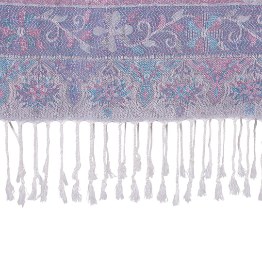 Schal mit Paisley-Muster und Fransen, 70x180cm, Grau-Weiß