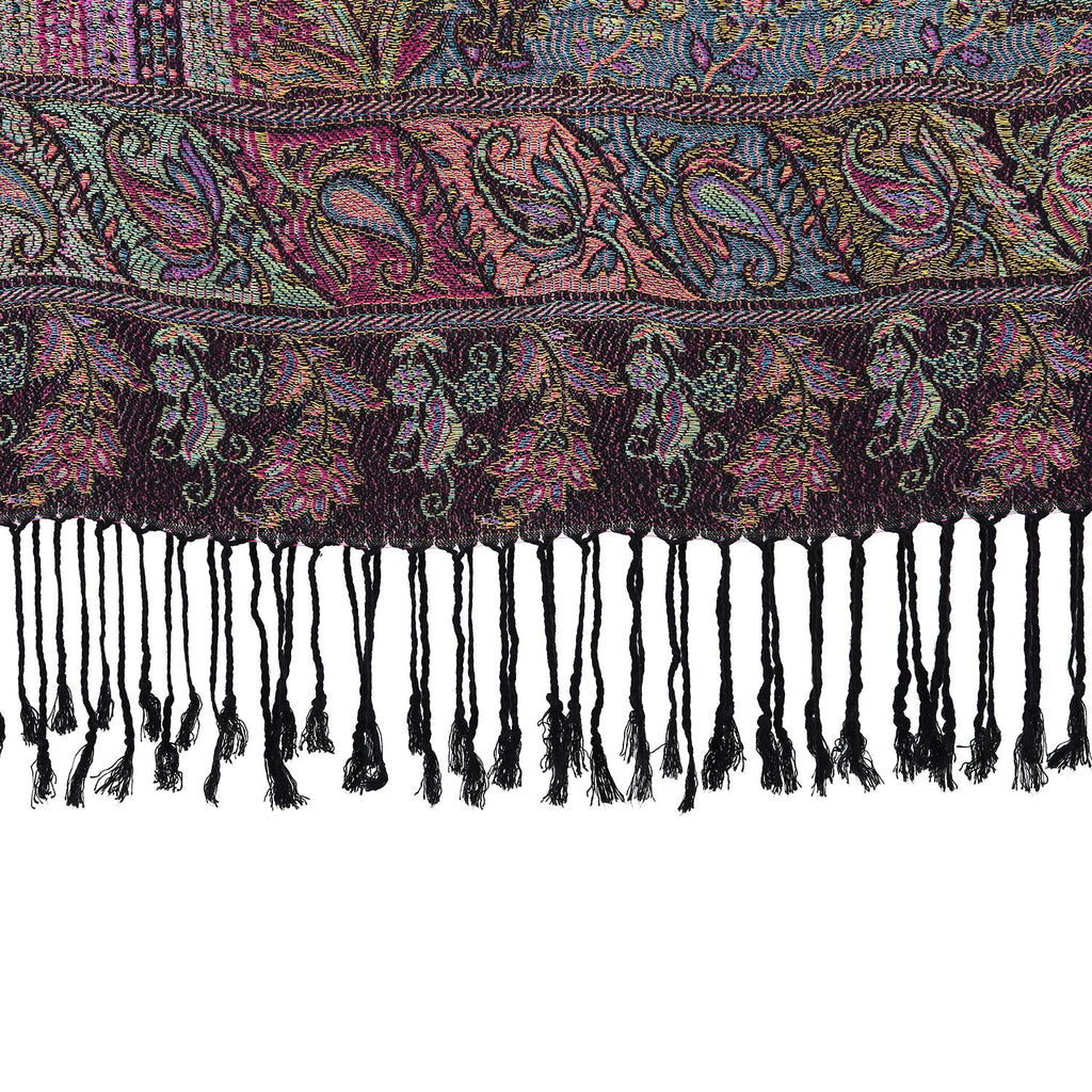 Schal mit dekorativem Muster und Fransen, 70x180 cm, Mehrfarbig