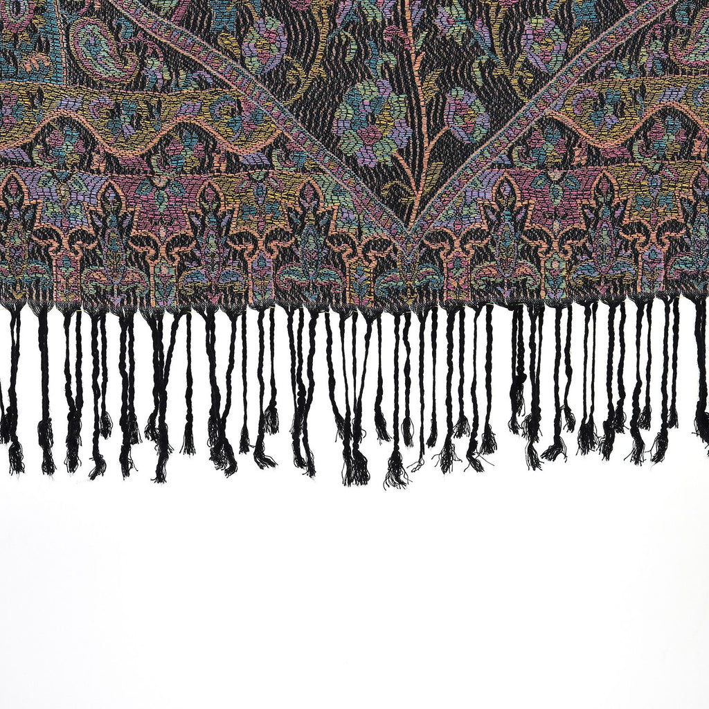 Schal mit dekorativem Muster und Fransen, 70x180 cm, Dunkelbraun