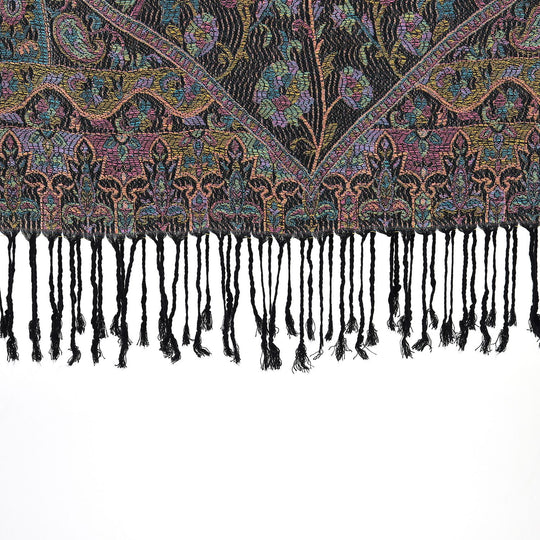 Schal mit dekorativem Muster und Fransen, 70x180 cm, Dunkelbraun
