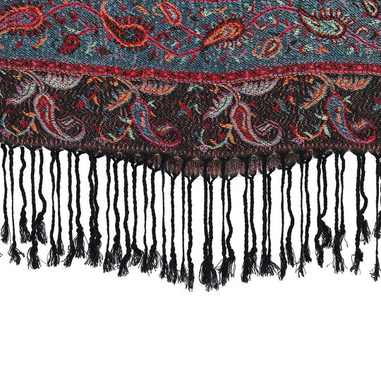 Schal mit dekorativem Muster und Fransen, 70x180 cm, Weinrot