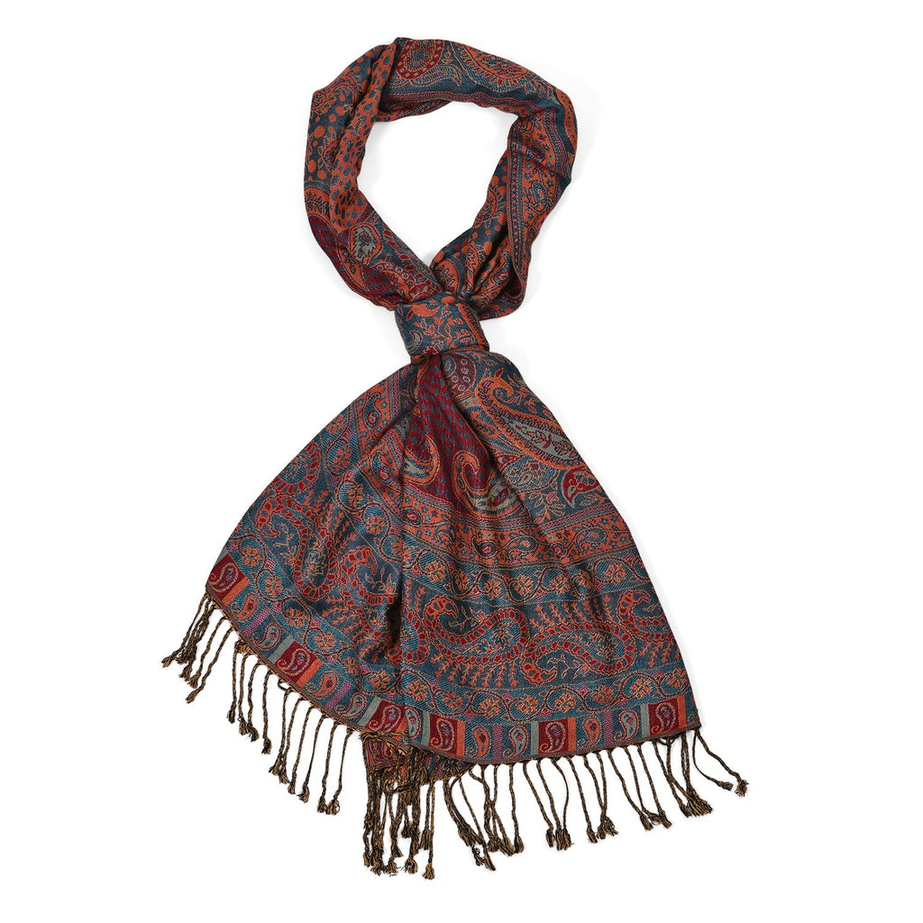 Schal mit Paisley-Muster und Fransen, Einheitsgröße, Rotbraun