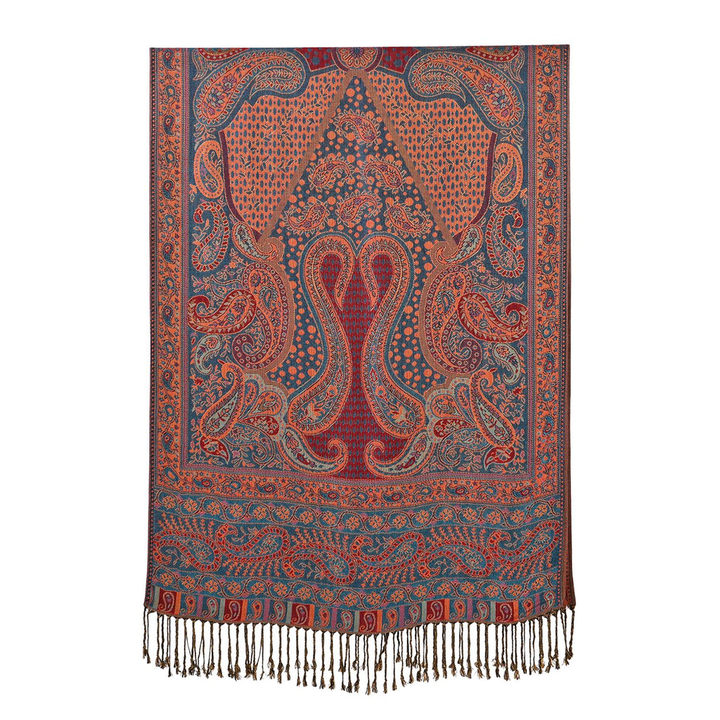 Schal mit Paisley-Muster und Fransen, Einheitsgröße, Rotbraun