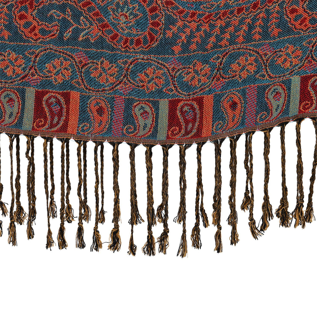 Schal mit Paisley-Muster und Fransen, Einheitsgröße, Rotbraun