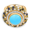 AA Sleeping Beauty Türkis, Blauer Saphir Ring 925 Silber 750 Gelbgold Vermeil (Größe 18.00) ca. 5.86 ct