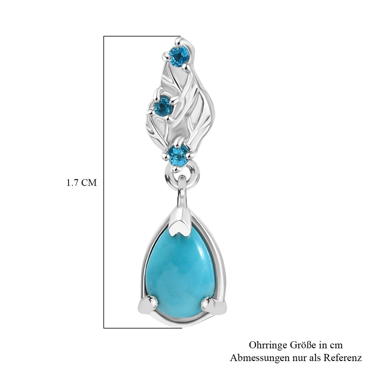 AA Sleeping Beauty Türkis, Neon Apatit Ohrringe 925 Silber rhodiniert ca. 0.86 ct