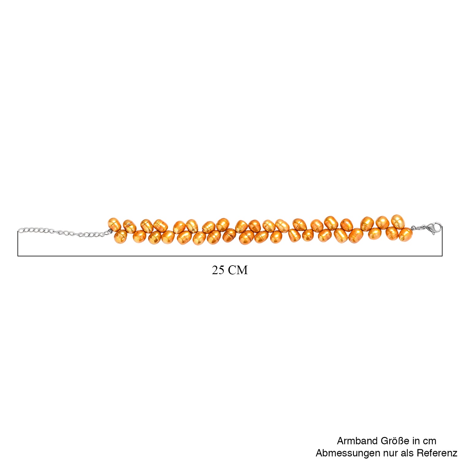 Gefärbtes Gelbes Süßwasser Armband,ca. 19 cm + 5cm extender, Edelstahl