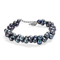 Gefärbtes Pfaufarbenes Süßwasser Armband, ca. 19 cm + 5 cm extender, Edelstahl
