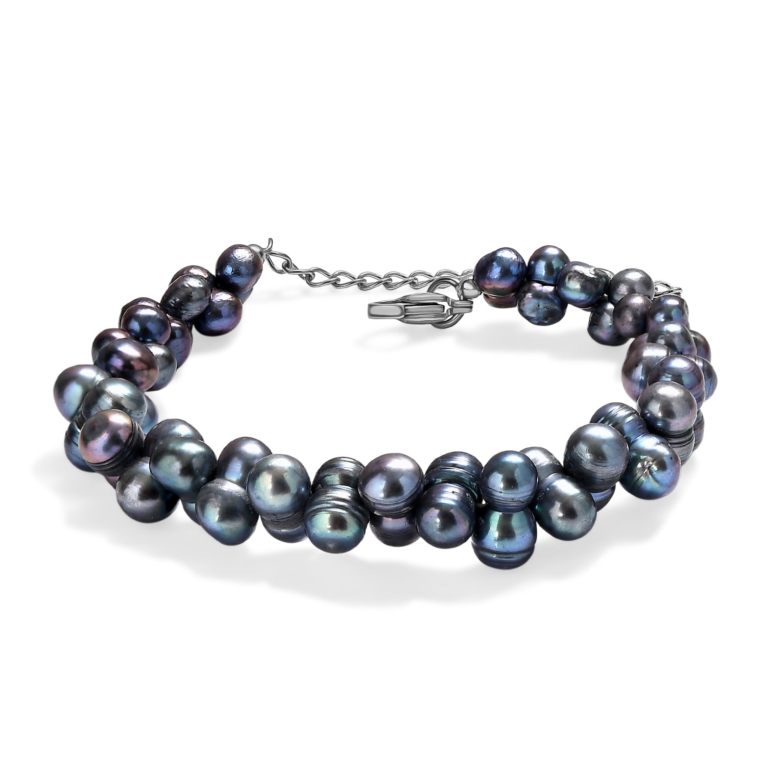 Gefärbtes Pfaufarbenes Süßwasser Armband, ca. 19 cm + 5 cm extender, Edelstahl