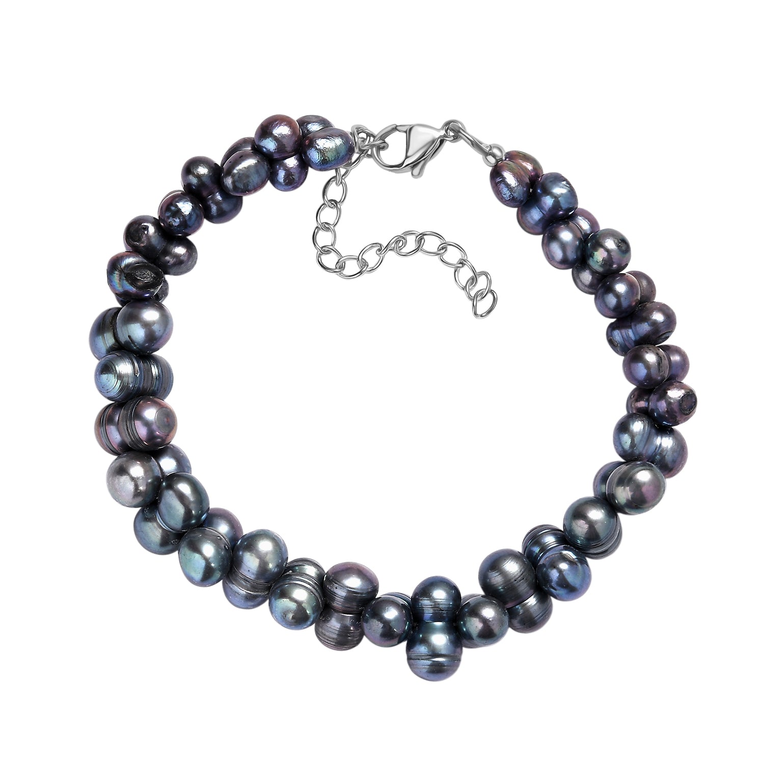 Gefärbtes Pfaufarbenes Süßwasser Armband, ca. 19 cm + 5 cm extender, Edelstahl