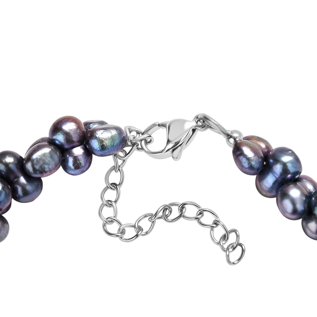 Gefärbtes Pfaufarbenes Süßwasser Armband, ca. 19 cm + 5 cm extender, Edelstahl