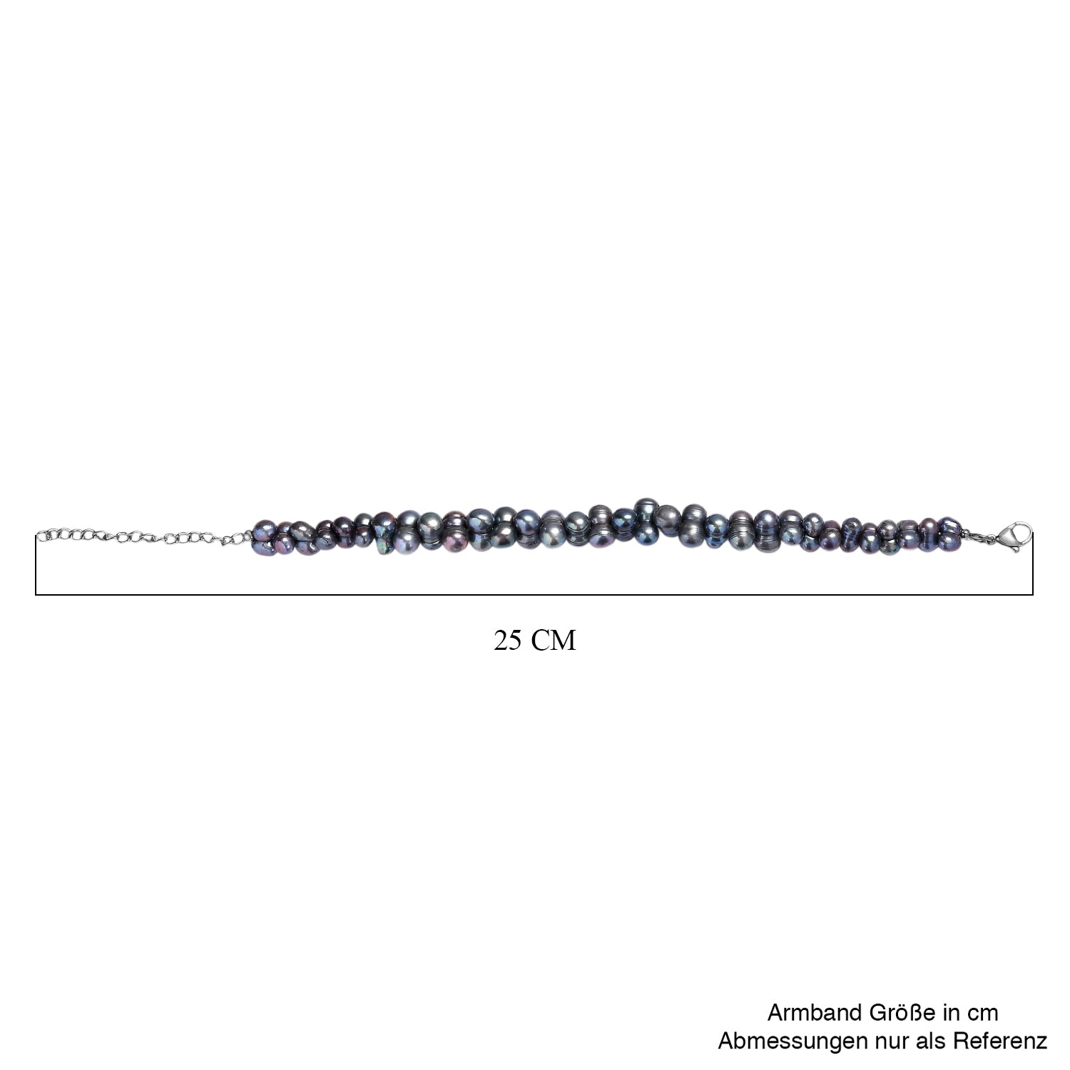 Gefärbtes Pfaufarbenes Süßwasser Armband, ca. 19 cm + 5 cm extender, Edelstahl