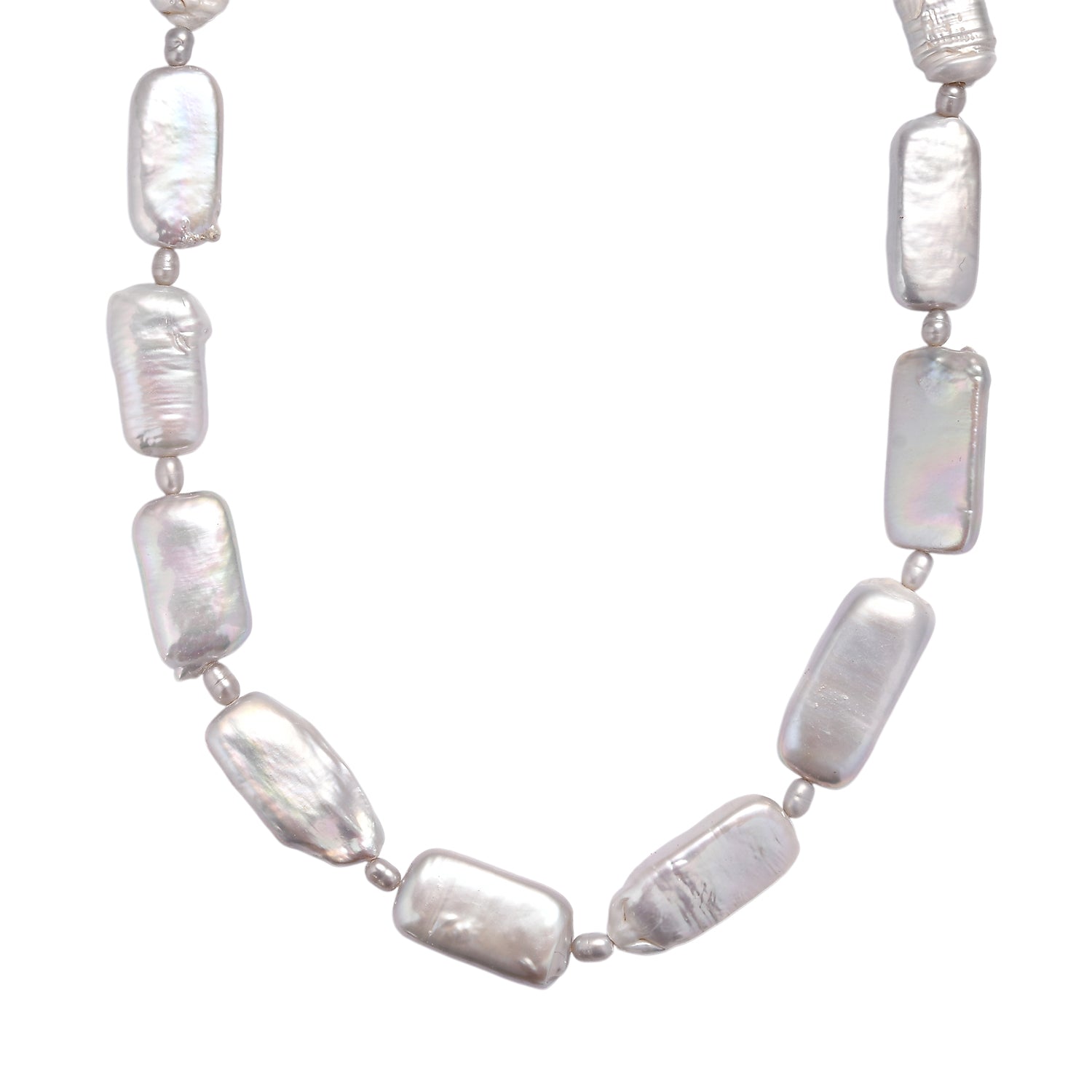 Gefärbte Süßwasserzuchtperlen Halskette, Ovalform, ca. 45 cm, 925 Silber rhodiniert, grau